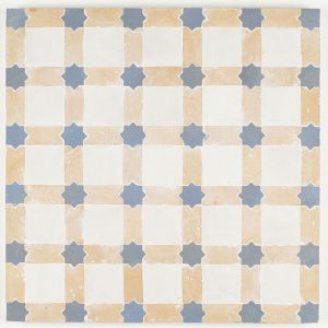 Safi Mosaic Tile - Star is Clear Sky, 2x2 is Snow and Lines are Clay