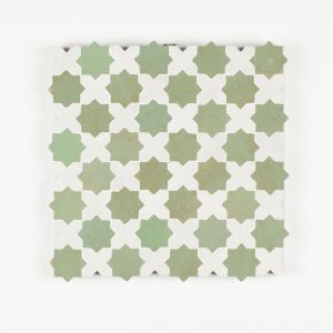 Berkane Mosaic Tile - Snow Cross and Avocado Star