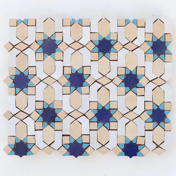 Marrakesh Mosaic Zellige Tile - Earth, Silk, Robins Egg, Deep Sea