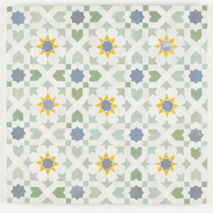 Tangier Zellige Mosaic Tile (Petite) - Green Tea, Citrine, Blue Thistle, Silk
