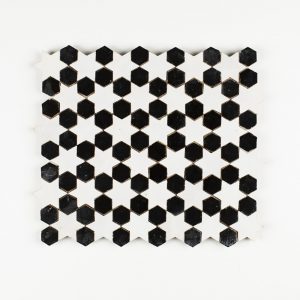 Sale Mosaic Tile - Snow Hex and Black Star