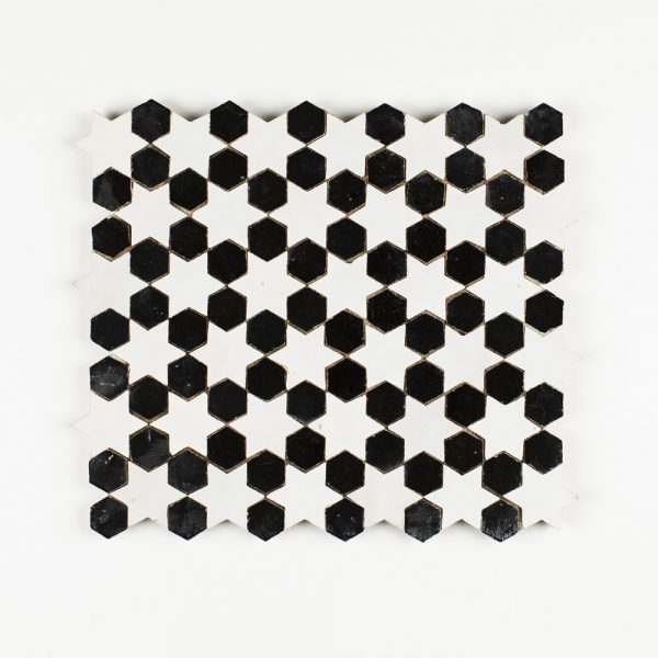 Sale Mosaic Tile - Snow Hex and Black Star