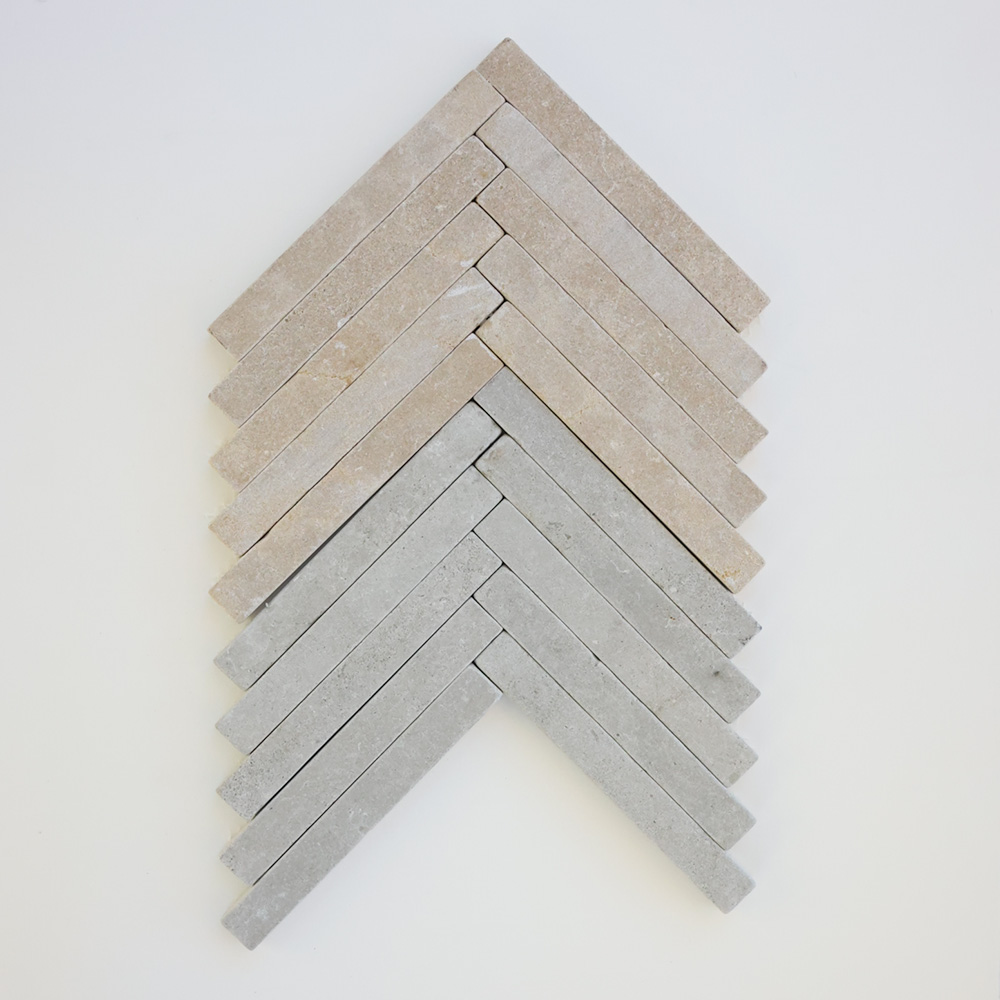 1x8 Limestone Herringbone Mosaic