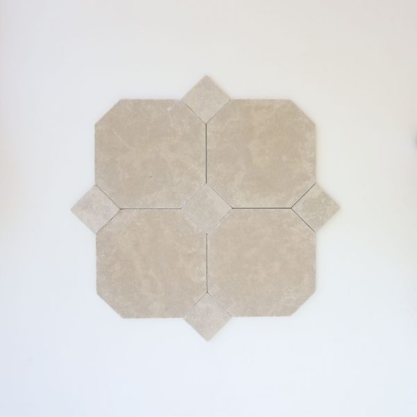 Limestone octagon and dot tile - color Kasbah