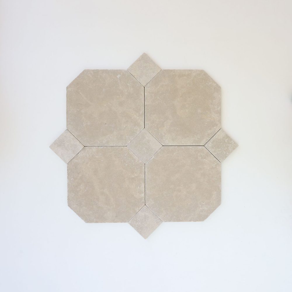 Limestone octagon and dot tile - color Kasbah