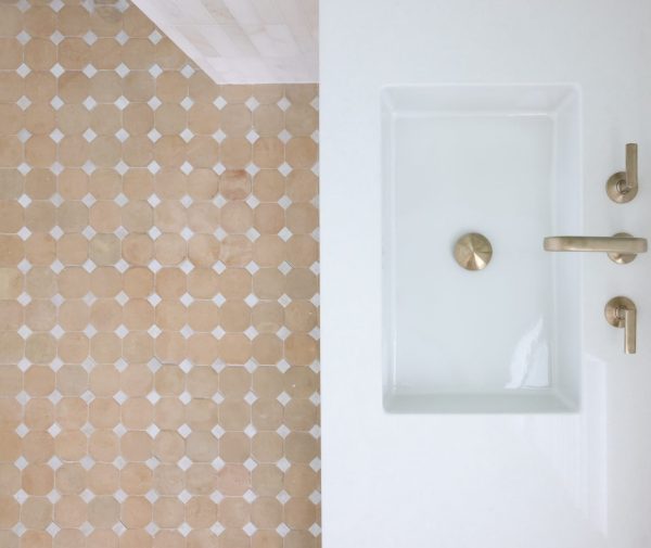 Clay & White Octagon and Dot Zellige
