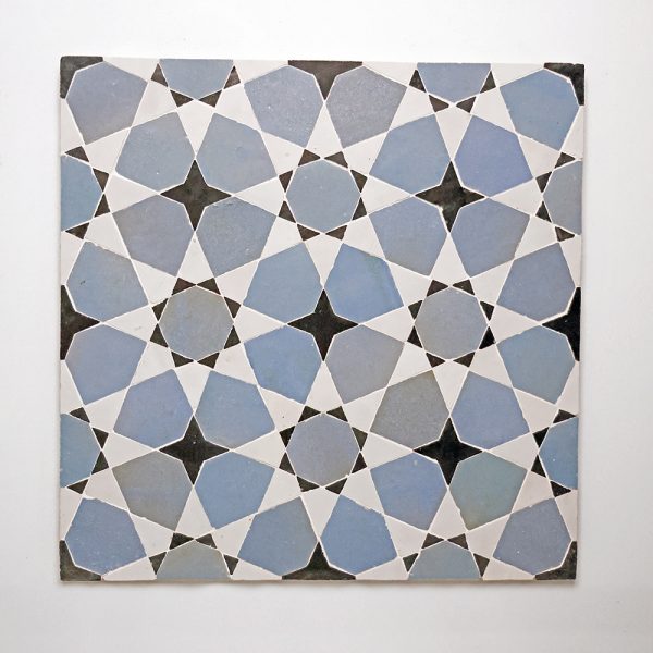 Agadir Zellige Mosaic Tile (Grande) - Onyx, Blue Thistle, Silk