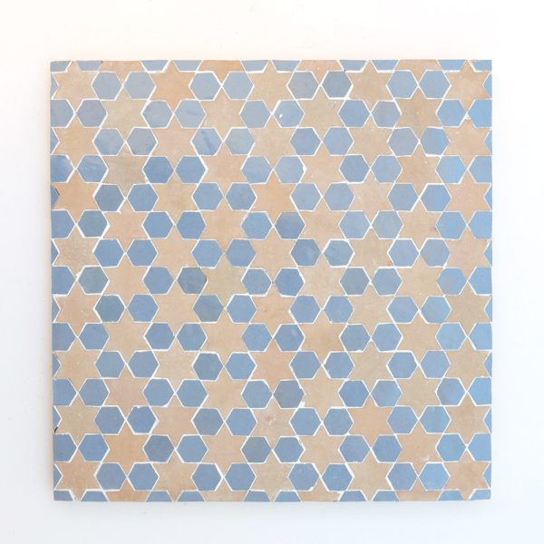 Salé Zellige Mosaic Tile - Blue Thistle is Hex and Earth is Star