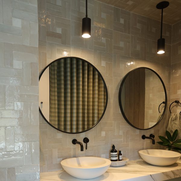 Tan-Tan Zellige Mosaic Tile -  Wheat Brick with Silk Dot - Image 2