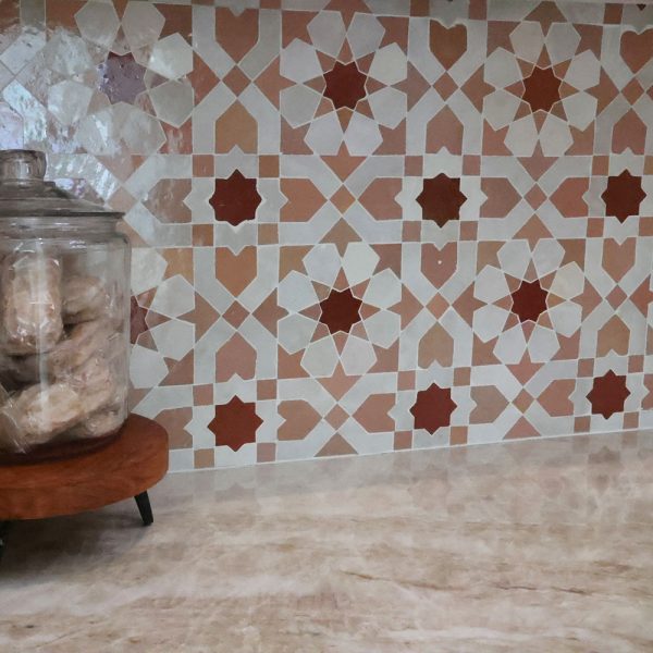 Tangier Zellige Mosaic Tile (Grande) - Himalayan Salt, Canyon Red, Silk - Image 2