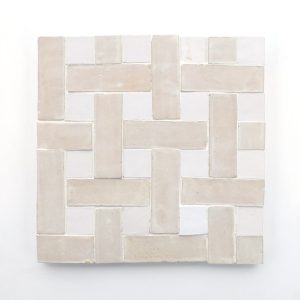 Basket Weave #1 Mosaic Tile - Silk w/ Wheat