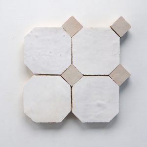 Octagon with Dot Zellige Mosaic Tile - Chalk, Wheat