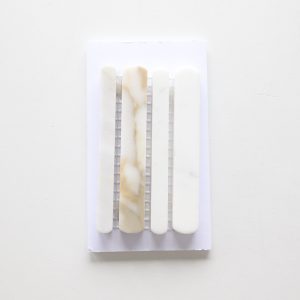 Strata 3x5 Swatch Card - Calacatta Gold Tumbled & Leathered